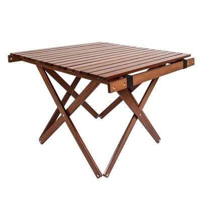 Attractive Camping Foldable Wood Table Camping Side Table for Picnics with Adjustable Height
