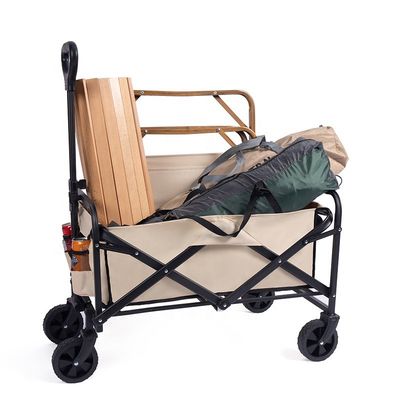 5" PVC Wheels No Brake Folding Wagon Cart Removable Camping Fold Up Wagon
