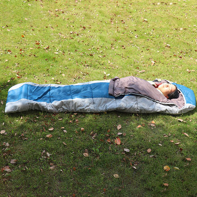 Blue Lightweight Flannel Sleeping Bag Semi Rectangular Backpacking Sleeping Bag For Adults