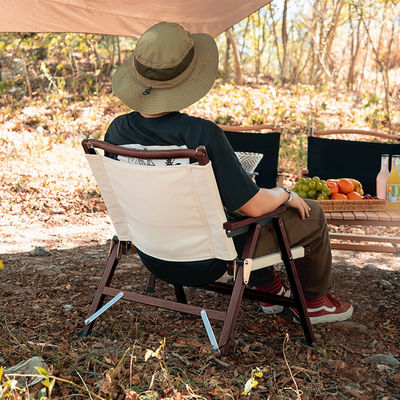 China Classic Folding Camping Portable Wooden Chair With Carry Bag
