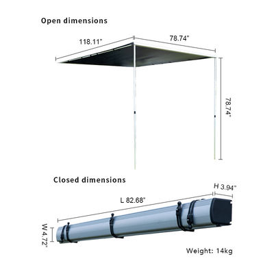 Pull Out Retractable Car Awning Tent Rectangular Waterproof Awning For Car Camping