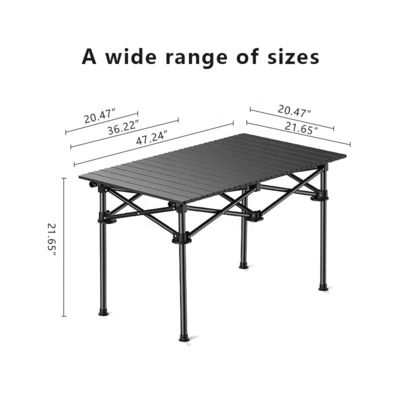 Durable Metal Outdoor Dining Table Portable Outdoor Table for Camping Hiking with Raised Table Leg