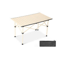 Durable Metal Outdoor Dining Table Portable Outdoor Table for Camping Hiking with Raised Table Leg
