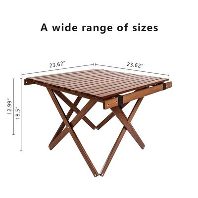 Attractive Camping Foldable Wood Table Camping Side Table for Picnics with Adjustable Height