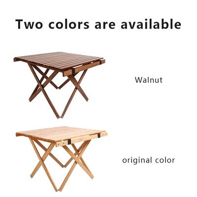 Attractive Camping Foldable Wood Table Camping Side Table for Picnics with Adjustable Height