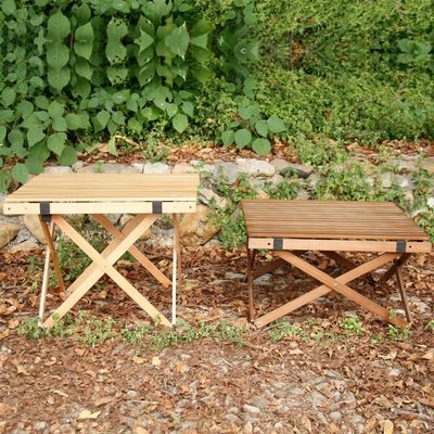 Attractive Camping Foldable Wood Table Camping Side Table for Picnics with Adjustable Height