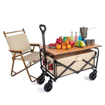 5" PVC Wheels No Brake Folding Wagon Cart Removable Camping Fold Up Wagon