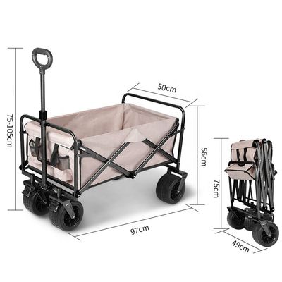 Luxury 8" Wheels Folding Wagon Cart All Terrain Wagons Beach Folding Utility Cart