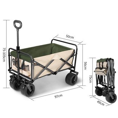 Luxury 8" Wheels Folding Wagon Cart All Terrain Wagons Beach Folding Utility Cart