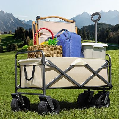 Luxury 8" Wheels Folding Wagon Cart All Terrain Wagons Beach Folding Utility Cart