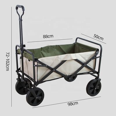 Lightweight Folding Wagon Cart Camping Push Wagon With 8" Rubber Wheels