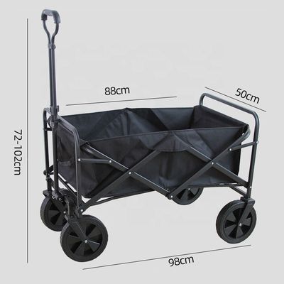 Lightweight Folding Wagon Cart Camping Push Wagon With 8" Rubber Wheels
