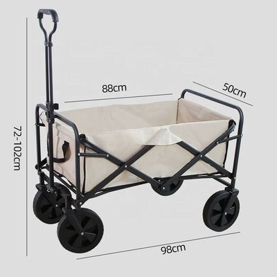 Lightweight Folding Wagon Cart Camping Push Wagon With 8" Rubber Wheels