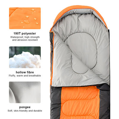 1 Person Camping Sleeping Bags Orange Rectangular Backpacking Sleeping Bag