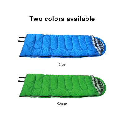 210T Polyester Camping Sleeping Bags Blue Flannel Sleeping Bag Rectangular Shaped