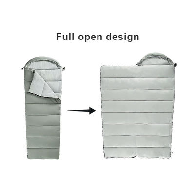 3 Season Single Semi Rectangular Camping Sleeping Bags Packable Gray Camping Bag With Hood