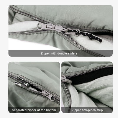3 Season Single Semi Rectangular Camping Sleeping Bags Packable Gray Camping Bag With Hood