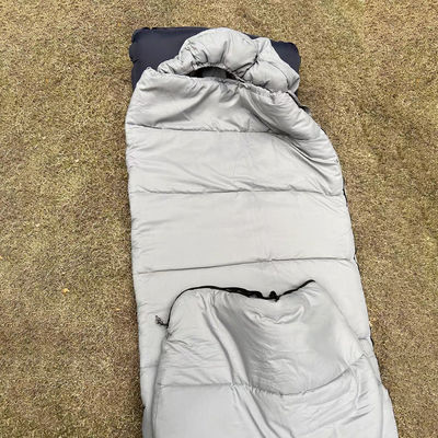3 Season Single Semi Rectangular Camping Sleeping Bags Packable Gray Camping Bag With Hood