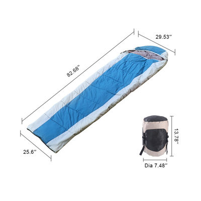 Blue Lightweight Flannel Sleeping Bag Semi Rectangular Backpacking Sleeping Bag For Adults
