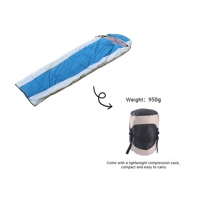 Blue Lightweight Flannel Sleeping Bag Semi Rectangular Backpacking Sleeping Bag For Adults