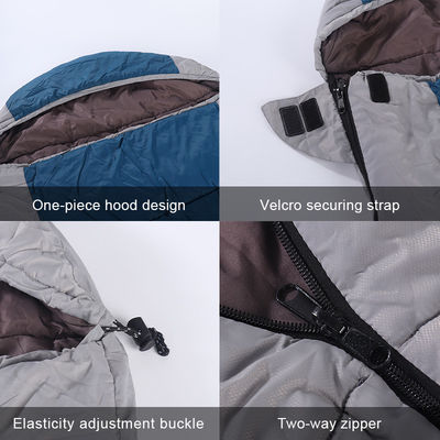 Blue Lightweight Flannel Sleeping Bag Semi Rectangular Backpacking Sleeping Bag For Adults
