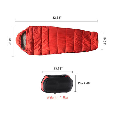 Red Adult Mummy Camping Sleeping Bags Ultralight Sleeping Bag With Fine Grid Fabric