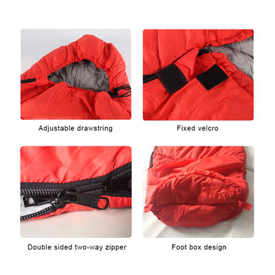 Red Adult Mummy Camping Sleeping Bags Ultralight Sleeping Bag With Fine Grid Fabric