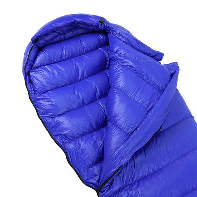 Cold Weather Down Mummy Sleeping Bag Waterproof Blue Childrens Sleeping Bags 20D Nylon