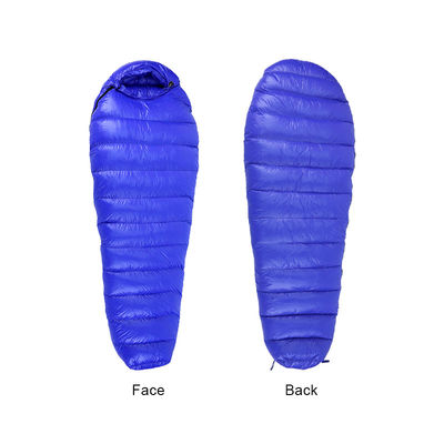 Cold Weather Down Mummy Sleeping Bag Waterproof Blue Childrens Sleeping Bags 20D Nylon