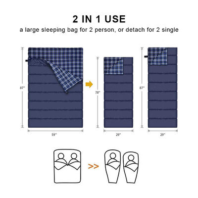 Lightweight Cotton Flannel Double Sleeping Bag Double Sleeping Bag  For Camping