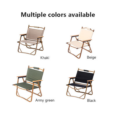 High Quality Wood Grain Aluminum Small Folding Camping Chair Adults