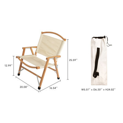 Durable Light Portable Camping Chair Hard Arm Beech Wood Most Comfortable