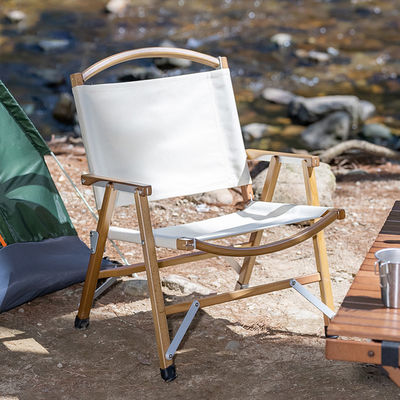 Durable Light Portable Camping Chair Hard Arm Beech Wood Most Comfortable
