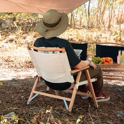 Durable Light Portable Camping Chair Hard Arm Beech Wood Most Comfortable