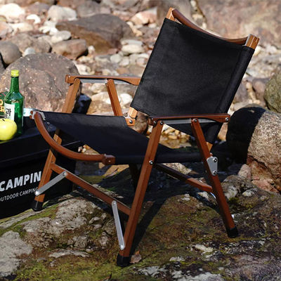 Eco Friendly Wooden Lightweight Camping Chair Folding Red For Outdoor Picnic
