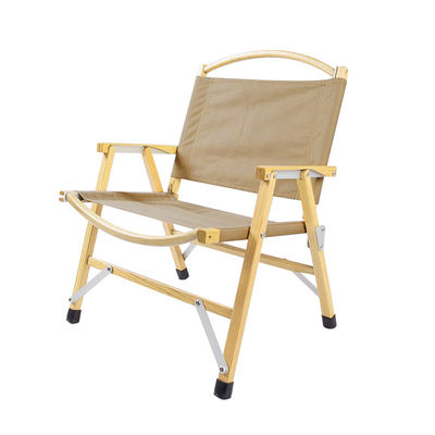 Custom Logo Oak Wood Portable Camping Chair Fold Out Large