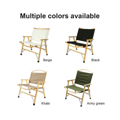 Custom Logo Oak Wood Portable Camping Chair Fold Out Large