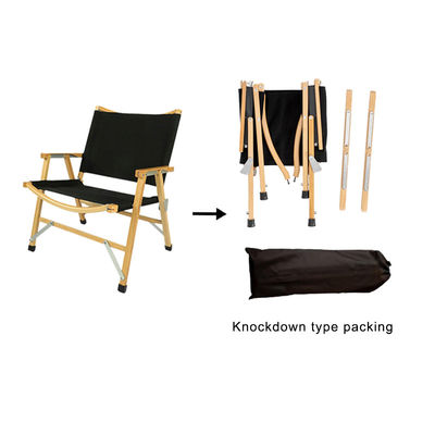 Custom Logo Oak Wood Portable Camping Chair Fold Out Large