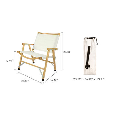 Custom Logo Oak Wood Portable Camping Chair Fold Out Large