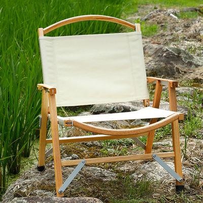 Custom Logo Oak Wood Portable Camping Chair Fold Out Large