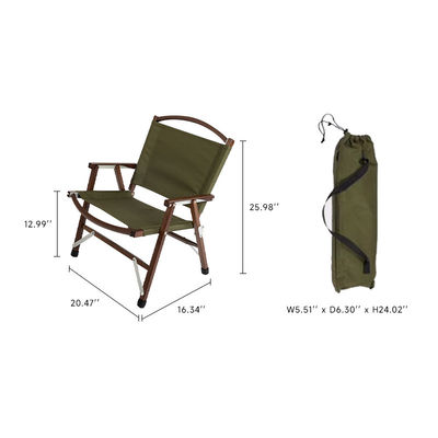 China Classic Folding Camping Portable Wooden Chair With Carry Bag