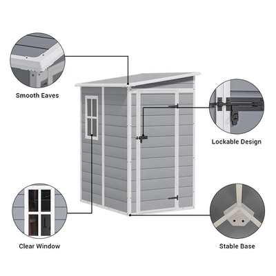 3X5Ft Plastic Garden Shed Backyard Storage Shed With Floor